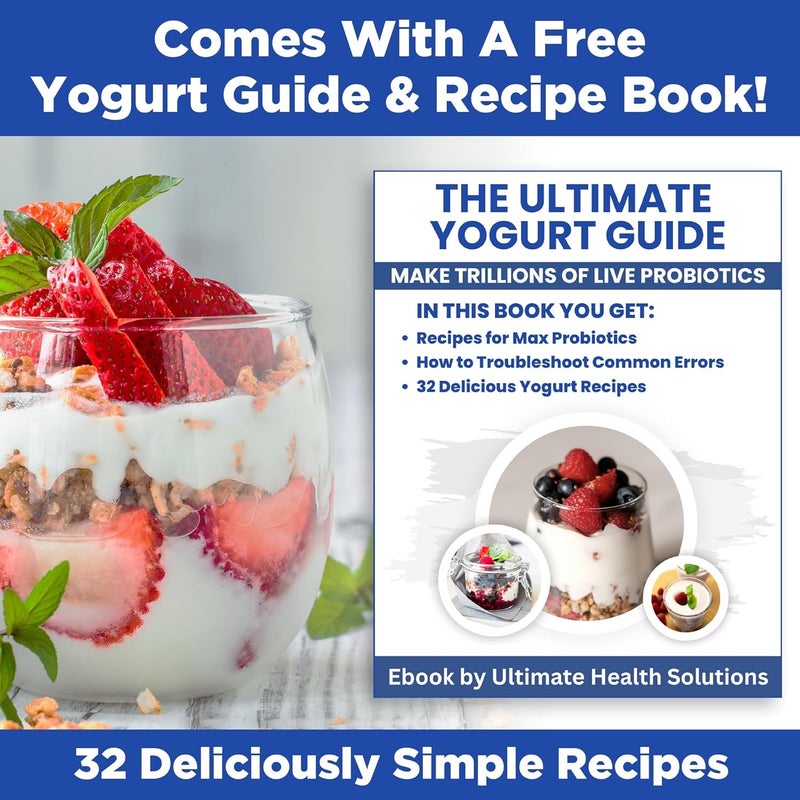 Ultimate Probiotic Yogurt Maker with Adjustable Time & Temp Control - Make Trillions of Live Probiotics with Two 1-Quart Containers for Larger Batches - Greek Yogurt Maker - LIFETIME WARRANTY - Image 4